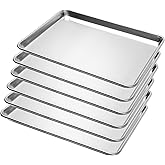 BIEAMA 6 Pack Half Size Baking Sheet Pan Aluminum Commercial Pan for Oven Freezer Bakery Hotel Restaurant 18" × 13"