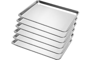 BIEAMA 6 Pack Half Size Baking Sheet Pan Aluminum Commercial Pan for Oven Freezer Bakery Hotel Restaurant 13" × 18"