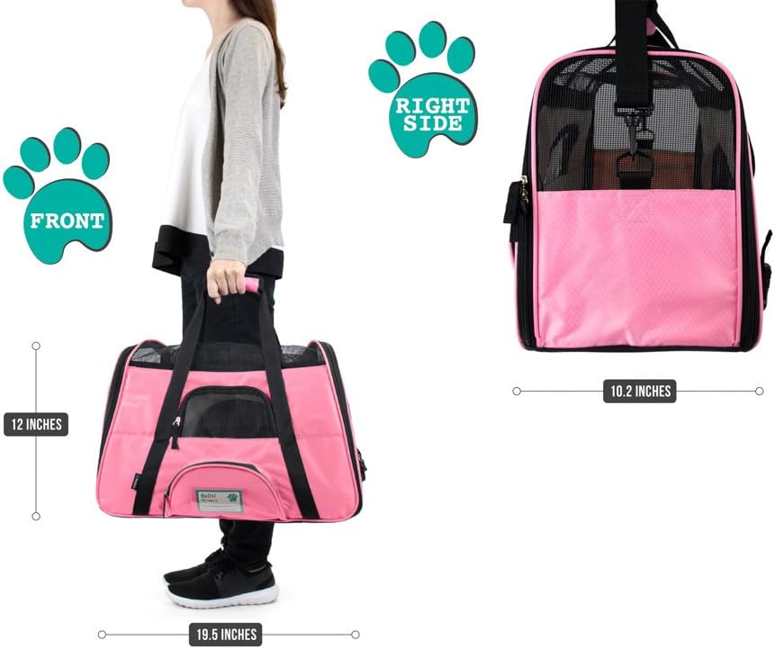 PetAmi Premium Airline Approved Soft-Sided Pet Travel Carrier | Ideal for Small - Medium Sized Cats, Dogs, and Pets | Ventilated, Comfortable Design with Safety Features (Large, Pink) : Pet Supplies