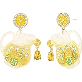 MADISON TYLER Cute Dangle Earrings for Woman | Trendy Fun Statement Cocktail Earrings | Rhinestone Epoxy Pearls Stones | Martini Bloody Mary Mojito Lemonade Jewelry for Woman