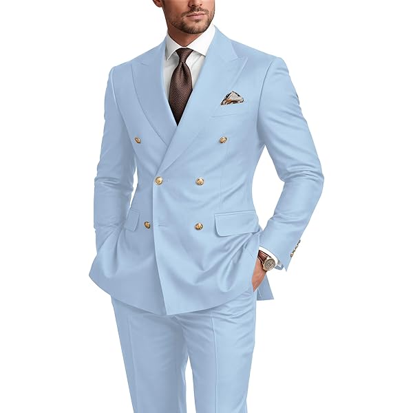 Navy Blue Wedding Blazer Men Gentleman Suit Jacket Gold Buttons Casual Slim  Fit Double Breasted Business Coat at Amazon Men's Clothing store