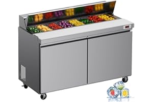 LCEKY 60" W Sandwich Salad Prep Table Refrigerator Commercial Refrigerator with 16 Pans Stainless Steel Fan Cooling Kitchen Equipment