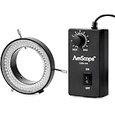 AmScope LED-144 YK 144-LED Microscope Ring Light with Adapter | Bright adjustable LED lighting for microscopy, laboratory research, inspection, imaging and precision observation tasks