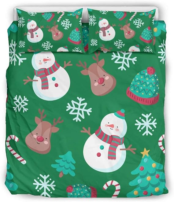 Christmas Tree New Year ThreePiece Bed Set Easy Fit