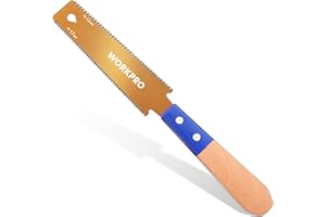 WORKPRO 6 Inch Japanese Pull Saw, Double-Edged Hand Saw for Wood Cutting with 14&17 TPI, SK5 Flexible Blade Flush Cut Saw with Non-Slip Beech Handle, Narrow Head for Fine Woodworking