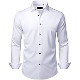 Alimens & Gentle Men's Dress Shirts Wrinkle Free Stretch Solid Long Sleeve Button Down Shirt Wedding Dating