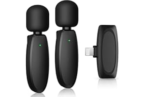 Oleciya Dual Wireless Microphones for iPhone iPad, Mini Microphone Plug-Play Wireless Lavalier Mic for Video Recording, Inter