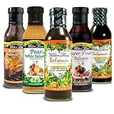 Walden Farms Calorie Free Salad Dressings, No Fat, Carbs, Gluten or Sugars- Pack of 5- Balsamic Pear & White Balsamic , Honey Balsamic , Super Fruits Balsamic , Raspberry Vinaigrettes