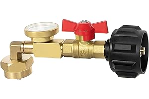PropaneQCC1 Refill Adapter with Valve and Gauge, Fill 1 Lb Bottles from 20 Lb Tank, 90-Degree Elbow Design, Easy to