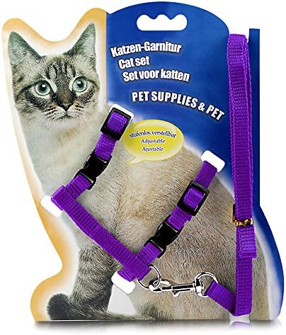 Cat Harness, Adjustable Harness Nylon Strap Collar with Leash, Cat Leash and Harness Set, for Cat and Small Pet Walking
