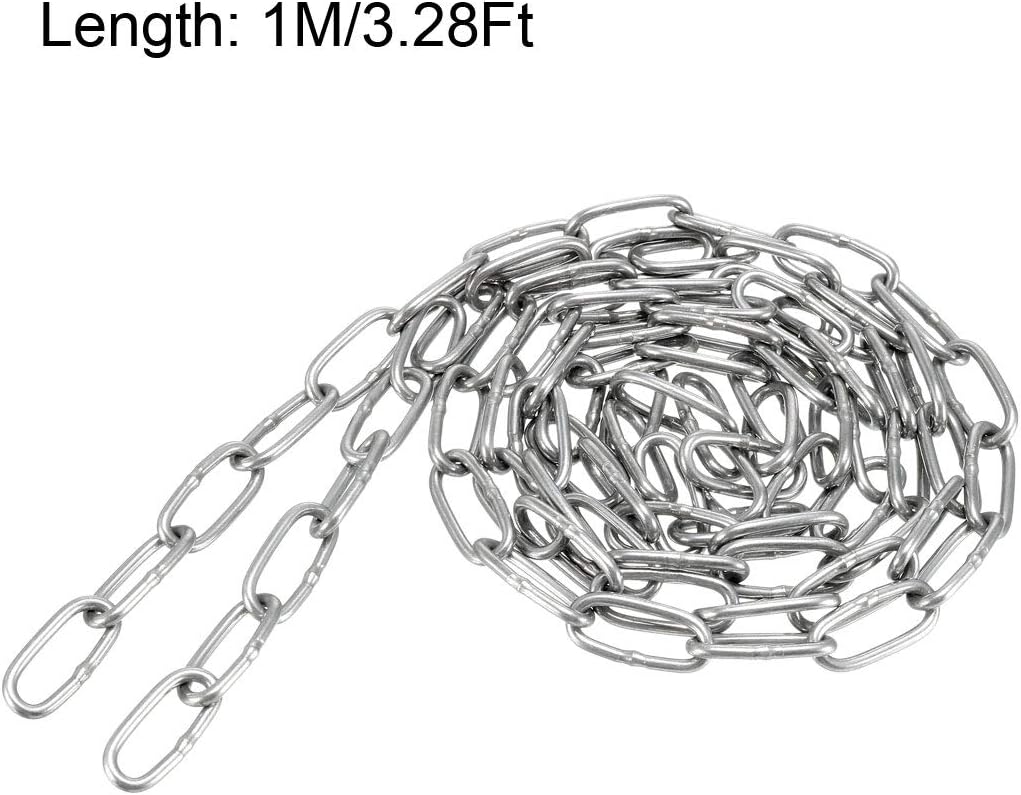 sourcing map Stainless Steel 304 Hardened Proof Coil Chain 1m Length 1.5mm Thickness Zinc Plated, 1 Meters - Image 3