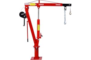 CHOOSILAY 2000Lbs Hydraulic Pickup Truck Crane with Hand Winch, 39.5” to 54” Working Boom Range, Portable Pickup Truck Trailer Bed Crane, Hydraulic PWC Dock Jib Engine Hoist Crane