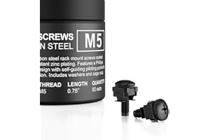 AC Infinity Carbon Steel M5 Rack Screws, Nylon Washers, and Cage Nuts. 50-Piece Set for Equipment Server Racks, enclosures, a