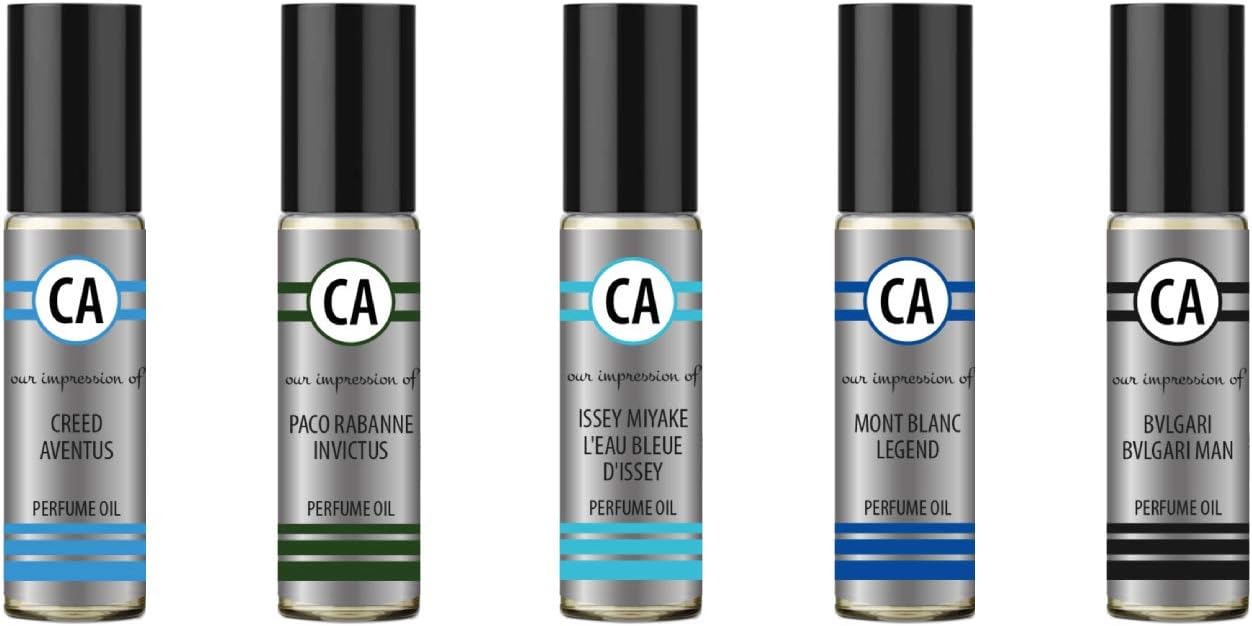 CA Perfume Best Spring Men Set Impression of (Aventus +Invictus + Legend + Bvlgr Man + L'Eau Dissey) Fragrance Body Oils…