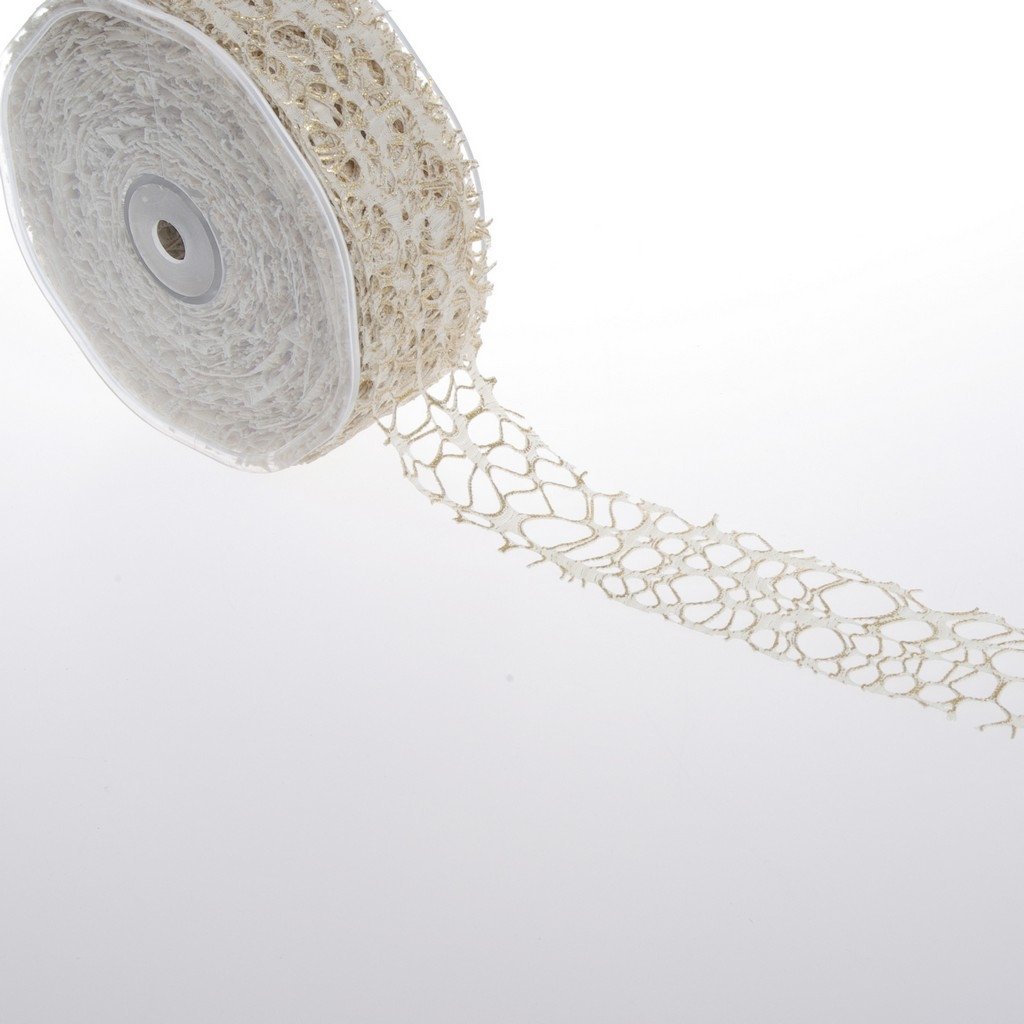 Deko und Band Wired Christmas Ribbon with Gold Thread – Gold – 40 mm – 20 m – 8245 02 (1.24 m