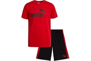 PUMA Boys' Active Shorts Set - 2 Piece Dry Fit T-Shirt and Performance Gym Shorts - Activewear Clothing Set for Boys (S-L)