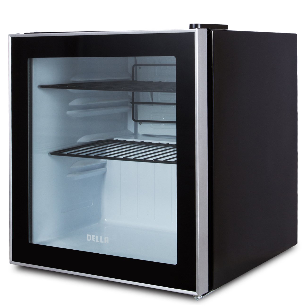 Della Beverage Center Compact Built-In Cooler Mini Refrigerator Soda Drink RV Home Office Cool, Reversible Door -Black