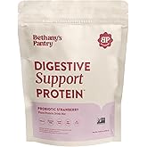 BETHANY'S PANTRY Digestive Support Protein - Probiotics for Digestive Health – Strawberry - Clean Lean Protein - Premium Vegan Pea Protein Powder – Plant Based - 20 Servings, 1lb (Pack of 1)