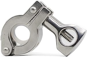 QMINOX Tri Clamp with Wing Nut Stainless Steel 304 Heavy Duty Sanitary Single Pin Tri Clamp Clover with Silicone Gasket (Flange Size: 34mm)