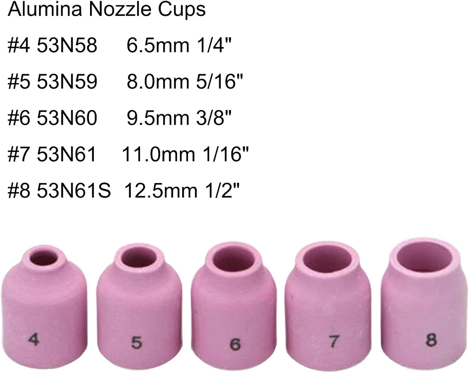 Zinger 53pcs TIG Welding Torch Stubby Gas Lens #10 Pyrex Glass Cup Kit Accessories for DB SR WP-17/18/26 TIG Welding Torch, with Cup+Back Cup+Nozzle+Collet+Collet Body+Gas Lens+Cup Gasket - - 