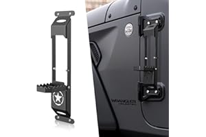 EYOUHZ for JK JL JT Hinge Step Foldable Foot Pedal with Bottle Opener Compatible with 2007-2024 Jeep Wrangler JK JL JKU JLU Unlimited & Gladiator JT 2/4 Doors, Star Sign Door Foot Step Accessories