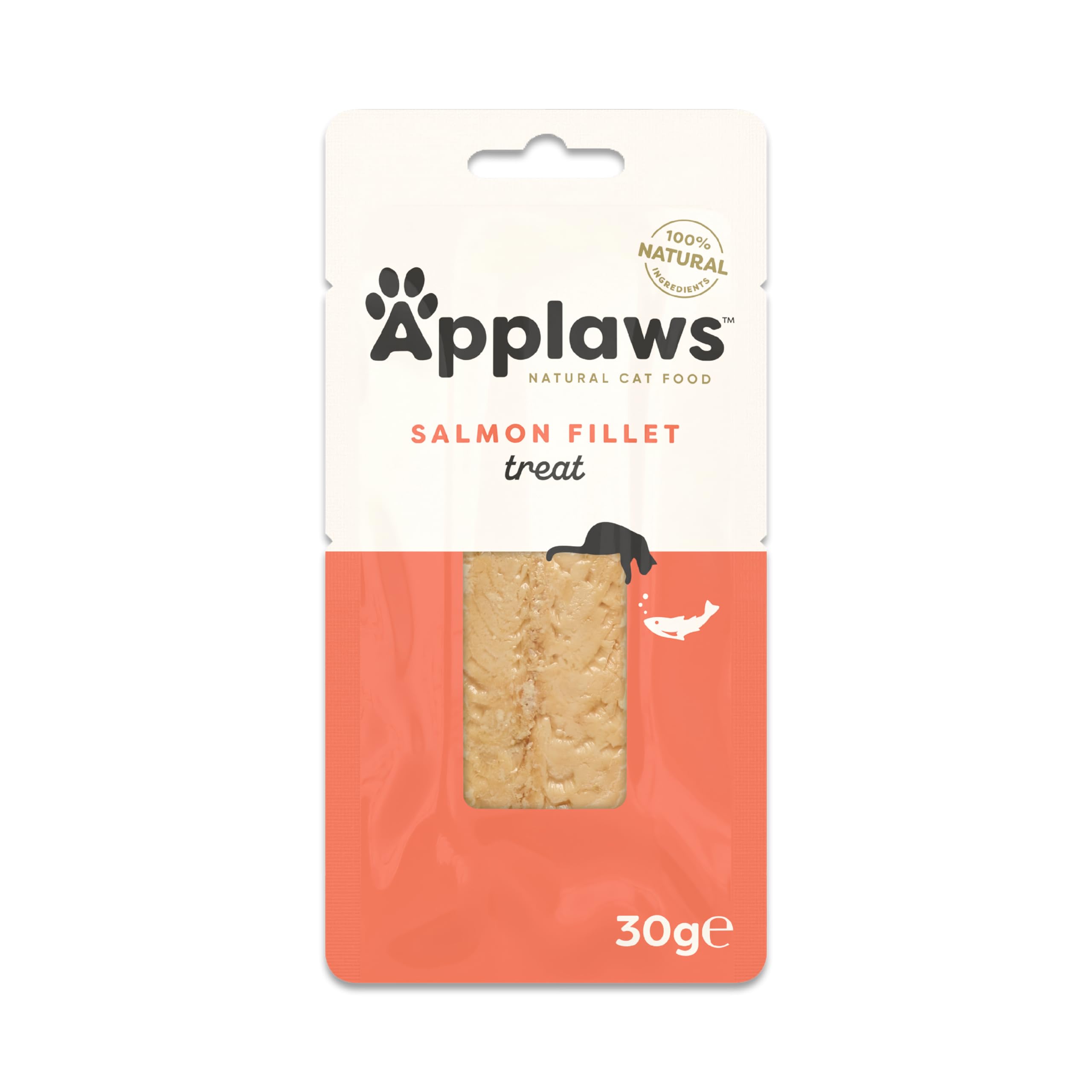 Applaws 100% Natural Cat Treats, Salmon Loin Cat Snack, 30g Pouch (Pack of 12)
