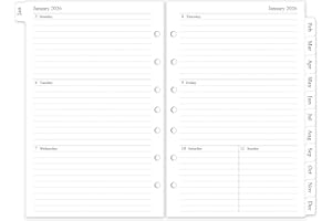 HOMLIVE 2026 Weekly & Monthly Planner Refill, A5 Medium Planner Inserts with Monthly Tabs, Size 4, 5.5"x8.5", Jan. 2026 - Dec. 2026, 7-Hole Punched