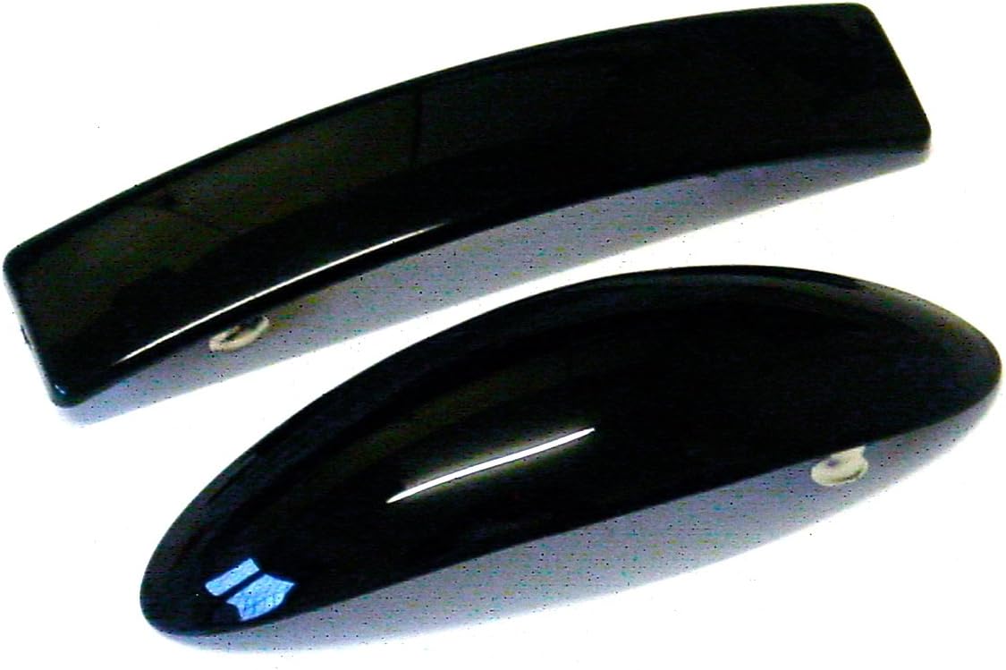 La Peach FashionsLadies Regular Rectangular And Oval Shaped Barrette Hair Clip Slide Size 9 cm And 10 cm Set Of Two (Black)