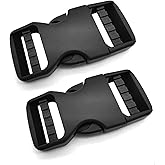 aYrap Side Release Buckle 1 Inch for 1″(25mm) Webbing, 2 pcs Plastic Buckles 1″ Replacement Dual Adjustable No Sewing, Heavy Duty(Black, 1Inch)