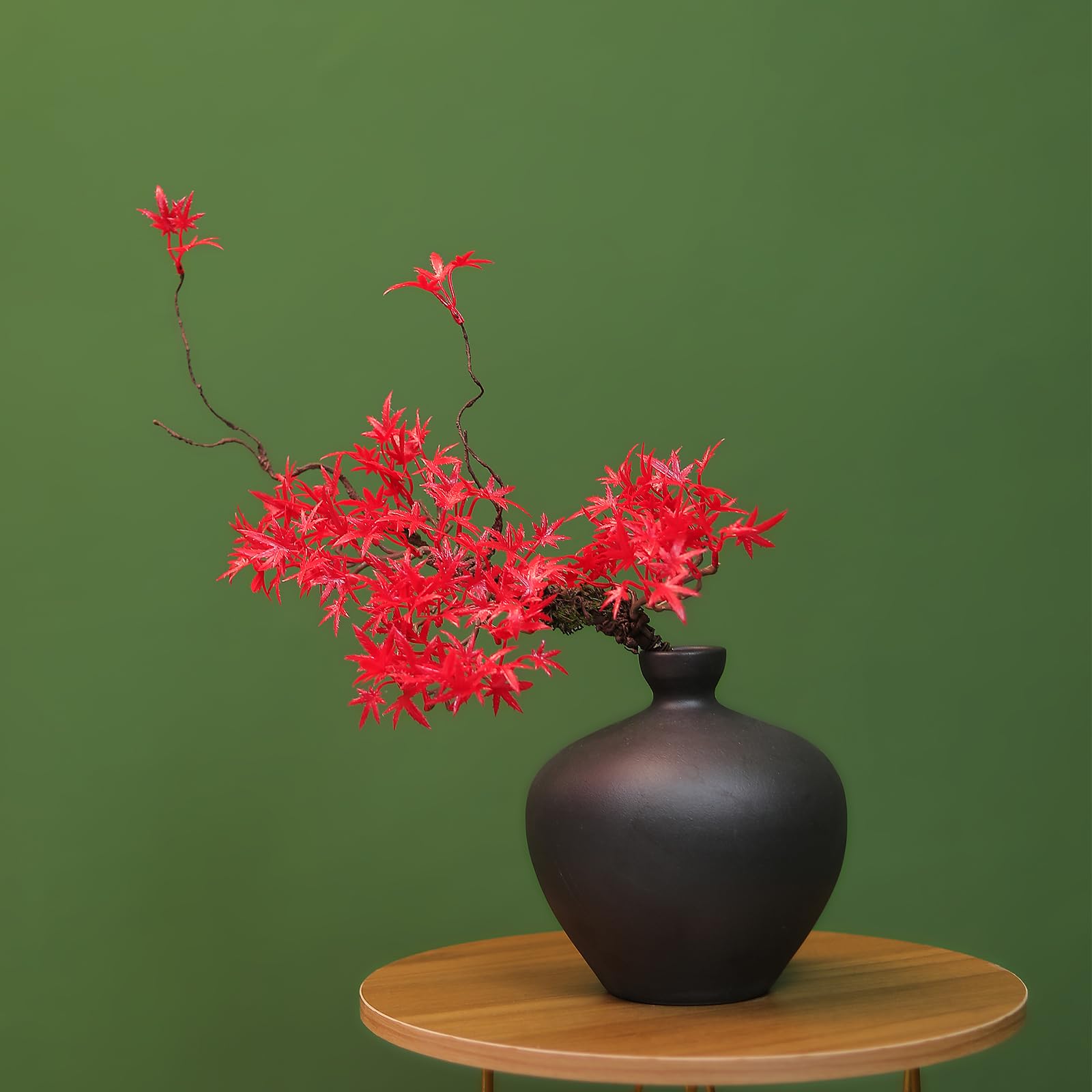 Photo 1 of CONGZHANHH Vintage Bendable Artificial Retro Red Maple Tree Branches Faux Plants Limbs Twigs Tree Trunk Stems for Vase Flores Arrangment Minimalism Table Home Party Room Decoration