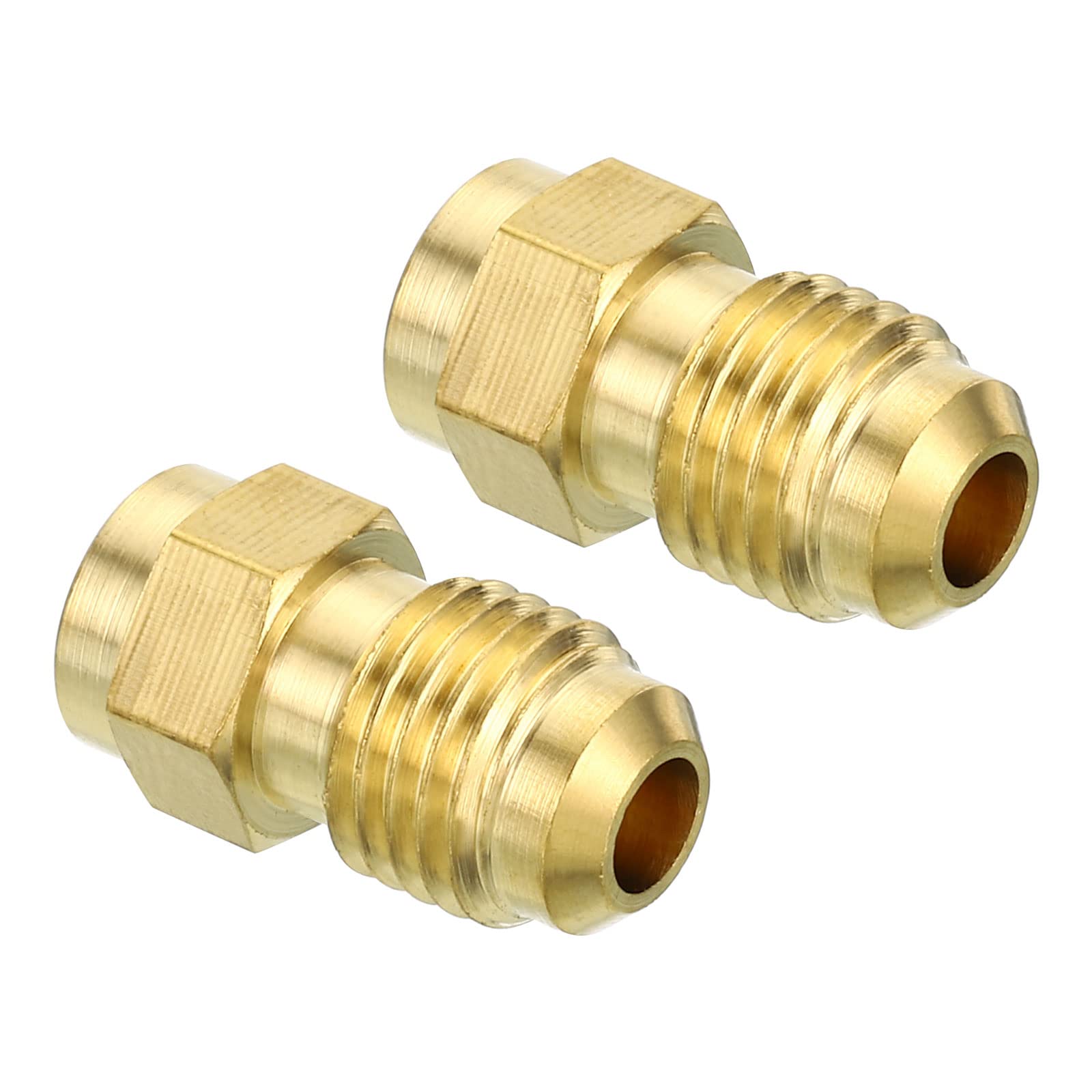 PATIKIL 1/4 SAE Male Thread Brass Flare Tube Fitting, 4 Pack Pipe Adapter Connector for Plumbing HVAC Air Conditioner