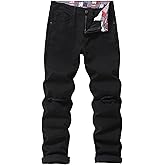 MZNBURAM Men's Knee Ripped Slim-Fit Skinny Stretch Cotton Taper Fit Jeans Pants