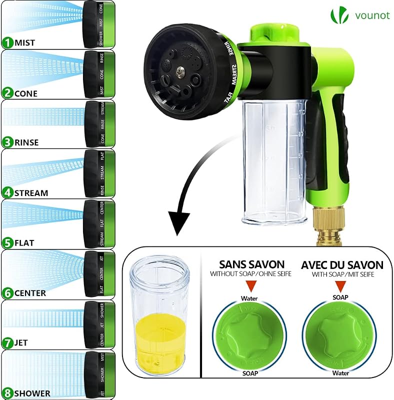 ® Manguera Extensible 30m, Manguera Flexible Jardín con Pistola Rociadora de 8 Funciones y Dispensador de Jabón, Conectores de Latón de 1/2 y 3/4 Pulgadas Bolsa de Almacenamiento, Negro