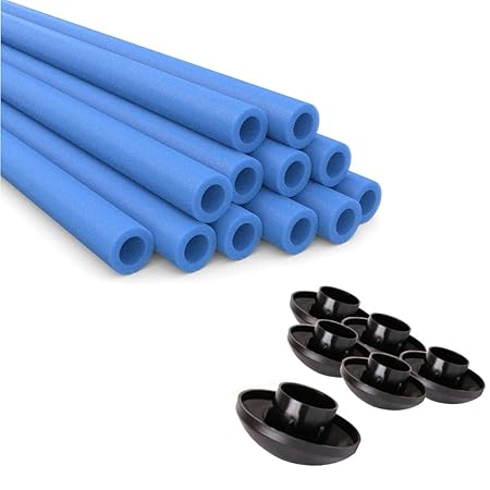 Ampel 24 Stangenschutz für Trampolin Netzpfosten und Endkappen, 12 Schaumrollen blau im Set mit 6 Abdeckkappen, Ersatzteile a
