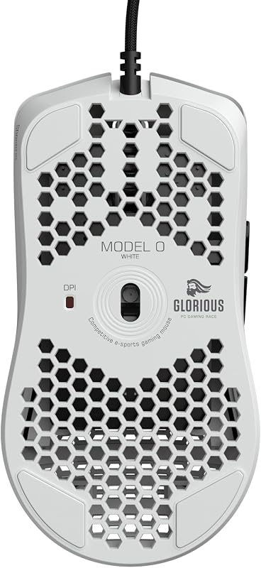 Gaming Model O Wired Gaming Mouse - 67g Superlight Honeycomb Design, RGB, Pixart 3360 Sensor, Omron Switches, Ambidextrous - Matte White