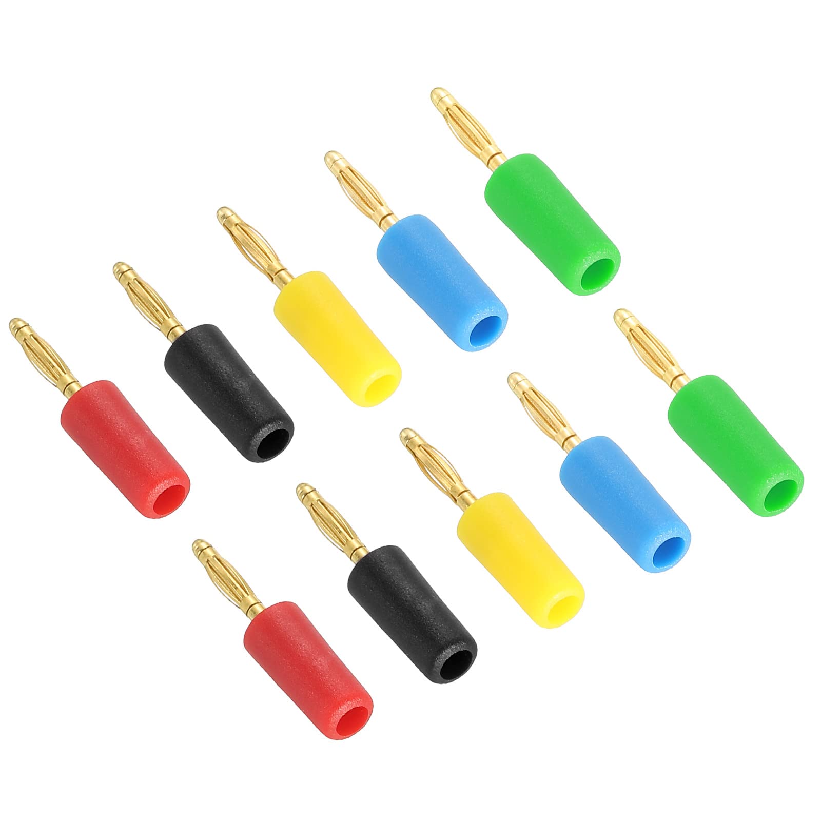 PATIKIL 10 Pack Banana Plugs Connector Speaker Banana Plug Connectors Solder Type 2mm Gold-Plated Copper for Speaker Wires, Sound Systems, Video Receivers, Home Theater