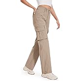 Moosehill Womens Hiking Pants Lightweight: Quick Dry Water Resistant High Waisted Cargo Pants 7 Pockets for Travel Casual