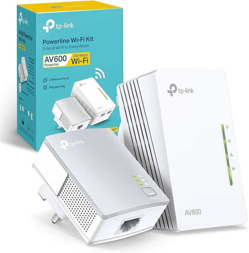 TP-Link TL-WPA4220 KIT AV600 Powerline WiFi Extender 300Mbps 2+1 Ethernet UK