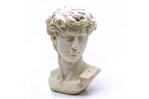 picaru Resin Bust Statue 2.76 Inch Plaster Figurines Mini Home Decoration Sculpture White for Art Hobbyist-David