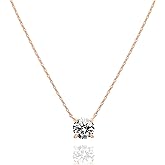 PAVOI 14K Gold Plated Crystal Solitaire 1.5 Carat (7.3mm) Cubic Zirconia Dainty Choker Necklace | Gold Necklaces for Women