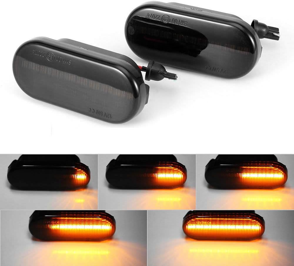 Dynamic LED Side Marker Turn Signal Light Sequential Blinker Amber Lamp Compatible with VW Golf4 MK4 GTI R32 Jetta Passat B5 Lupo Polo Sharan Vento Fox Amarok T5