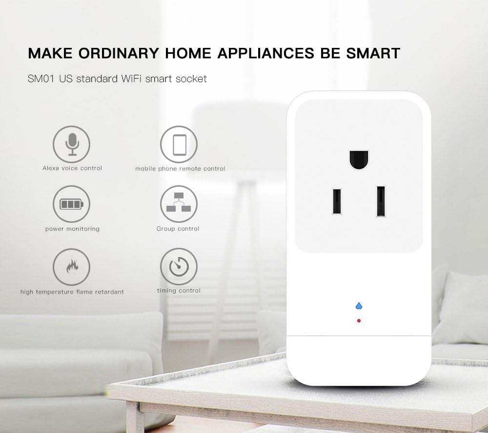 Wifi Smart Plug - Niusute Mini Smart Outlet Compatibles with Amazon Alexa,No Hub Required(1 Pack)