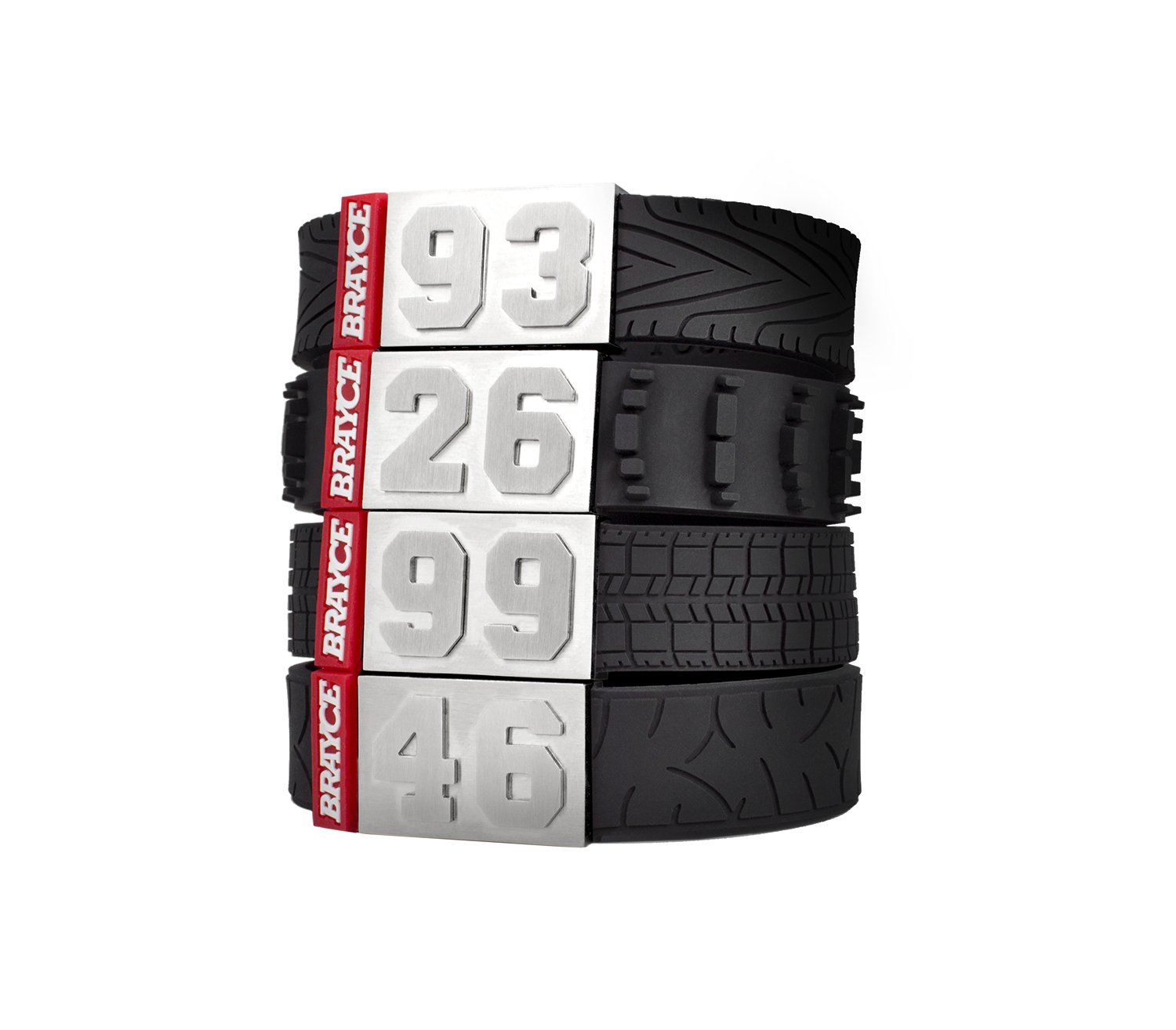 BRAYCE® Motorsports Bracelet with Your Number 00-99 I durable like a racing wheel & styles tyre tread, racing tyre, motorbike & motocross