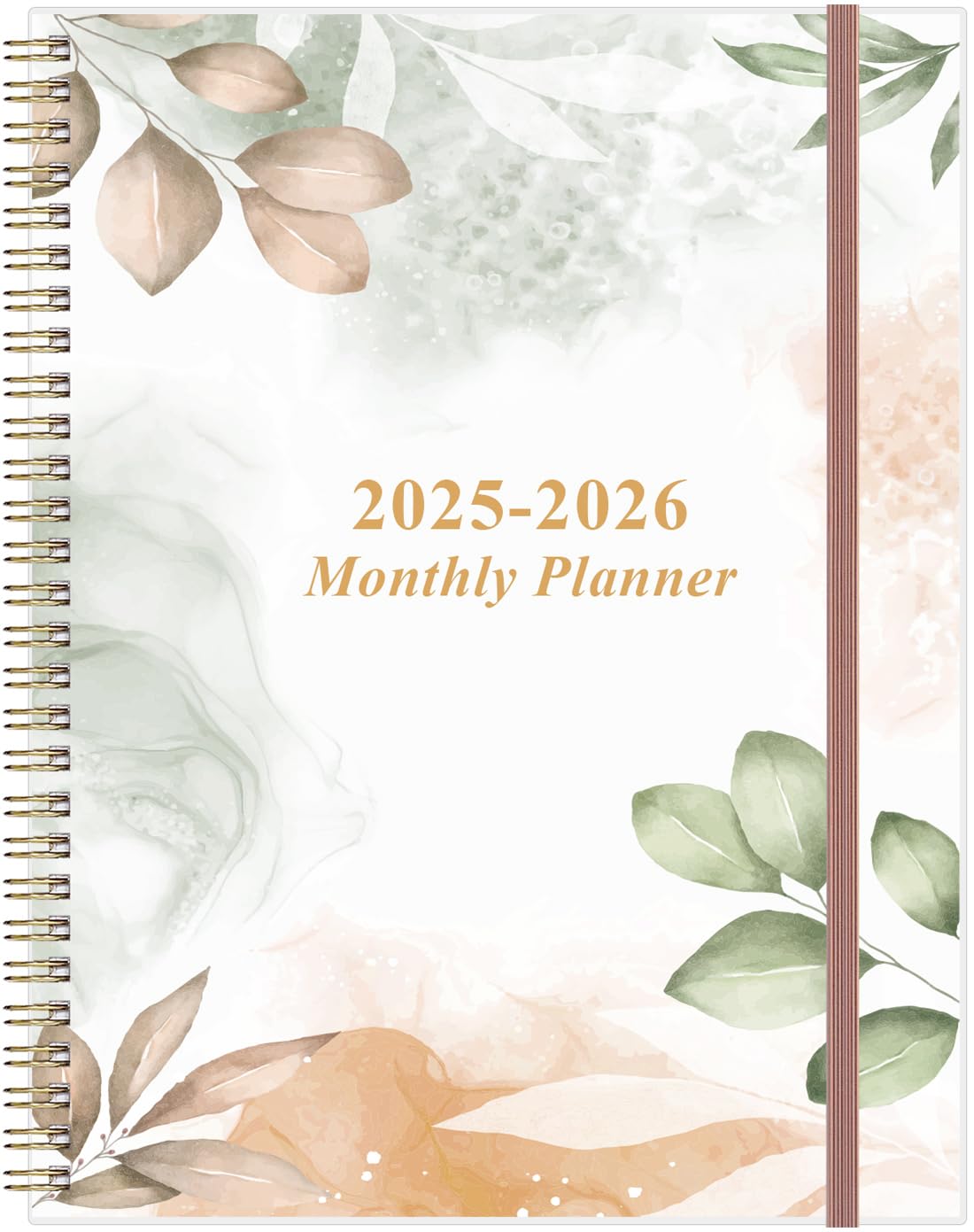 Photo 1 of 2025-2026 Monthly Planner - 18 Monthly Calendar, October 2025 - December 2026, Two Pages Per Month, 9" x11" Planner with Tabs, Inner Pocket, Rose Leaf