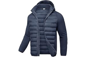 TBMPOY Men's Hybrid Puffer Jacket Lightweight Running Winter Warm Jacket Coat Insulated Golf