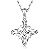 JERWLI Witch Knot Nudo De Bruja Necklace 925 Sterling Silver Witch Knot Pendant Jewelry Gifts for Women