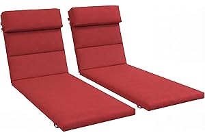 Outsunny Set of 2 Outdoor Lounge Chair Cushions, Patio Chaise Lounge Cushions with Headrest and Ties, Water Resistant Replace