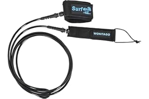 LINGVUM Premium Surfboard Leash, 6/7/8/9/10 ft, Straight Surf Board Leashes, 7mm Legrope Strap for Shortboard, Longboard