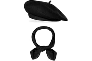mifengda Classic Beret Hats for Women French Beret Hats Costume Accessories Painter Artist Cap with Scarf for Girls Men Kids