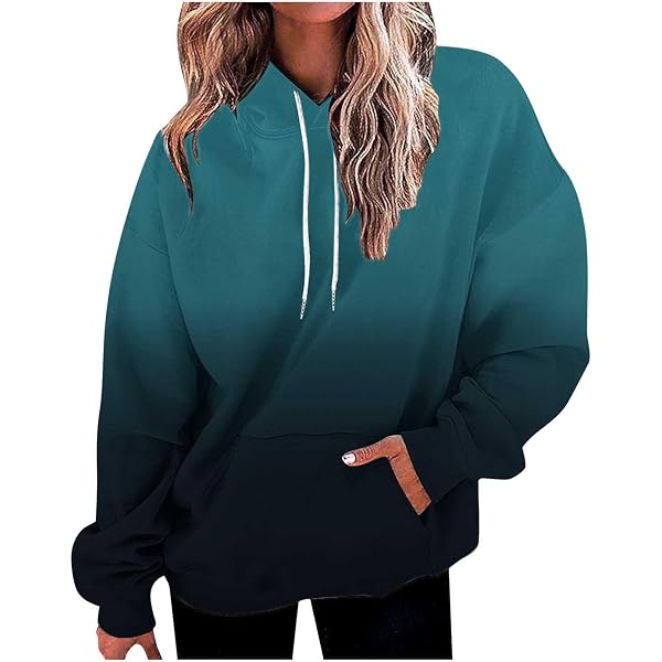 BeadChica Women's Lightweight Hoodie - Casual Crew Neck Pullover Sweatshirt With Pocket (Purple Gradient, X-Large)